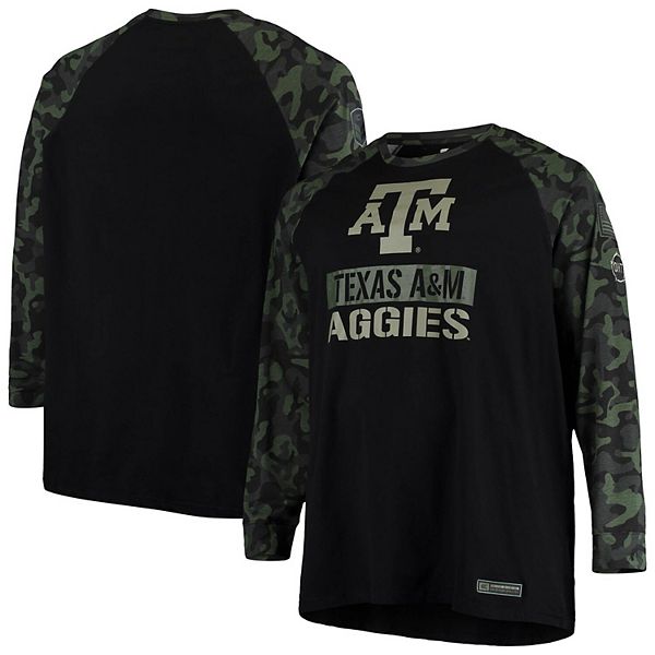 

Мужская футболка с длинным рукавом raglan black/camo texas a&m aggies oht military appreciation big & tall Colosseum