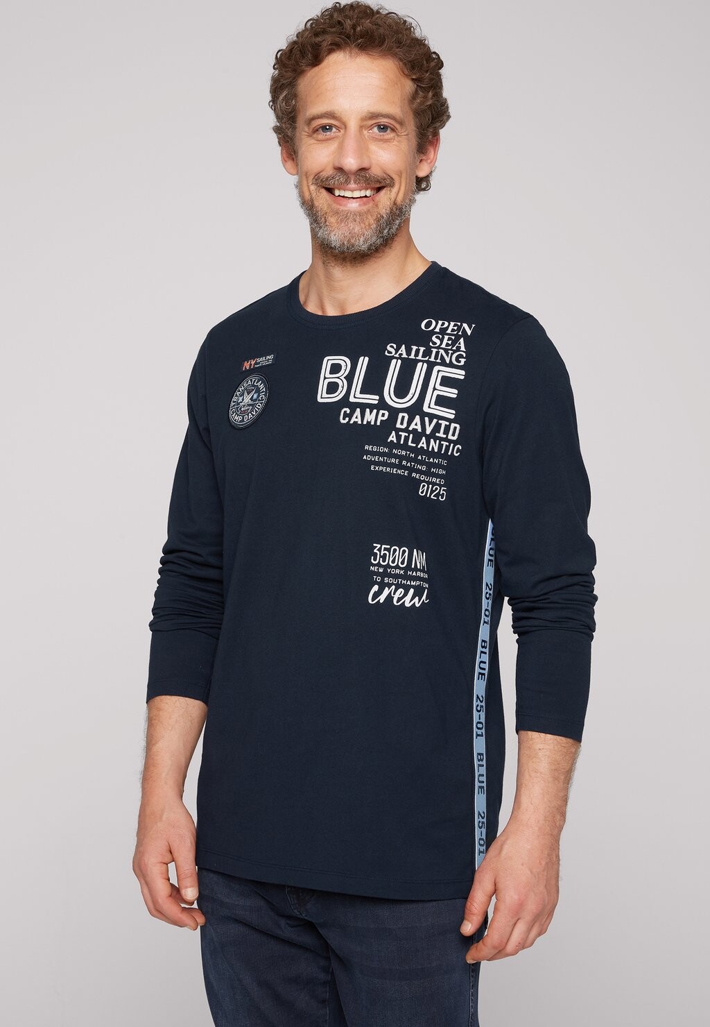 

Рубашка с длинным рукавом MIT PATCHES Camp David, цвет blue navy