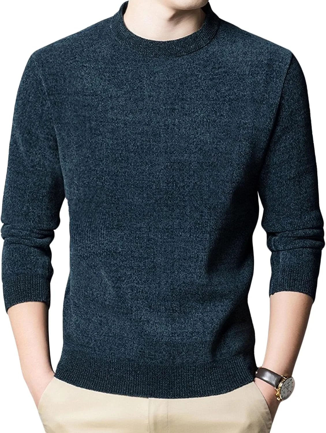 

Мужской свитер JEShifangjiusu Chenille Crewneck Soft из смеси кашемира