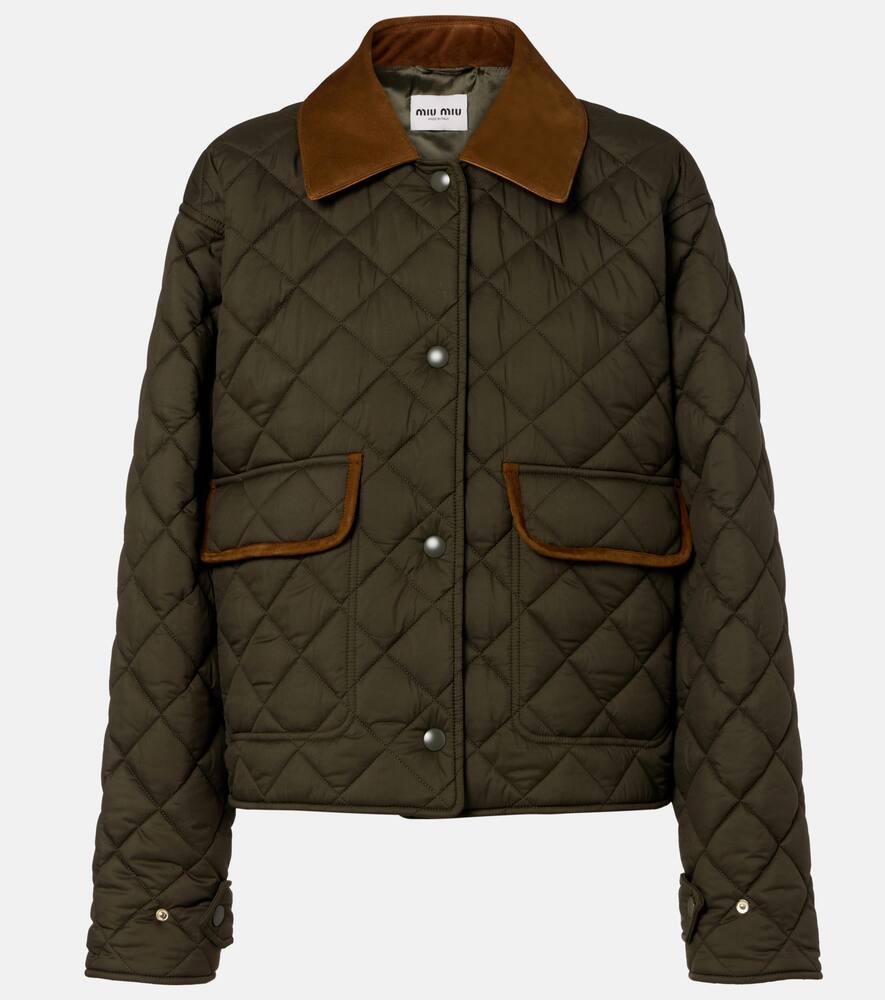 

Куртка с квилтинговой отделкой из кожи Miu Miu, Militare