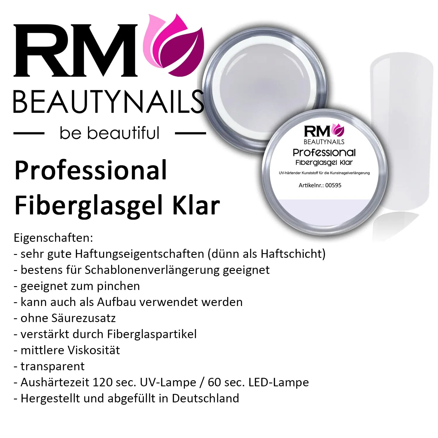 Профессиональный фиберглассовый гель для наращивания 50 мл Rm Beautynails — фото 3