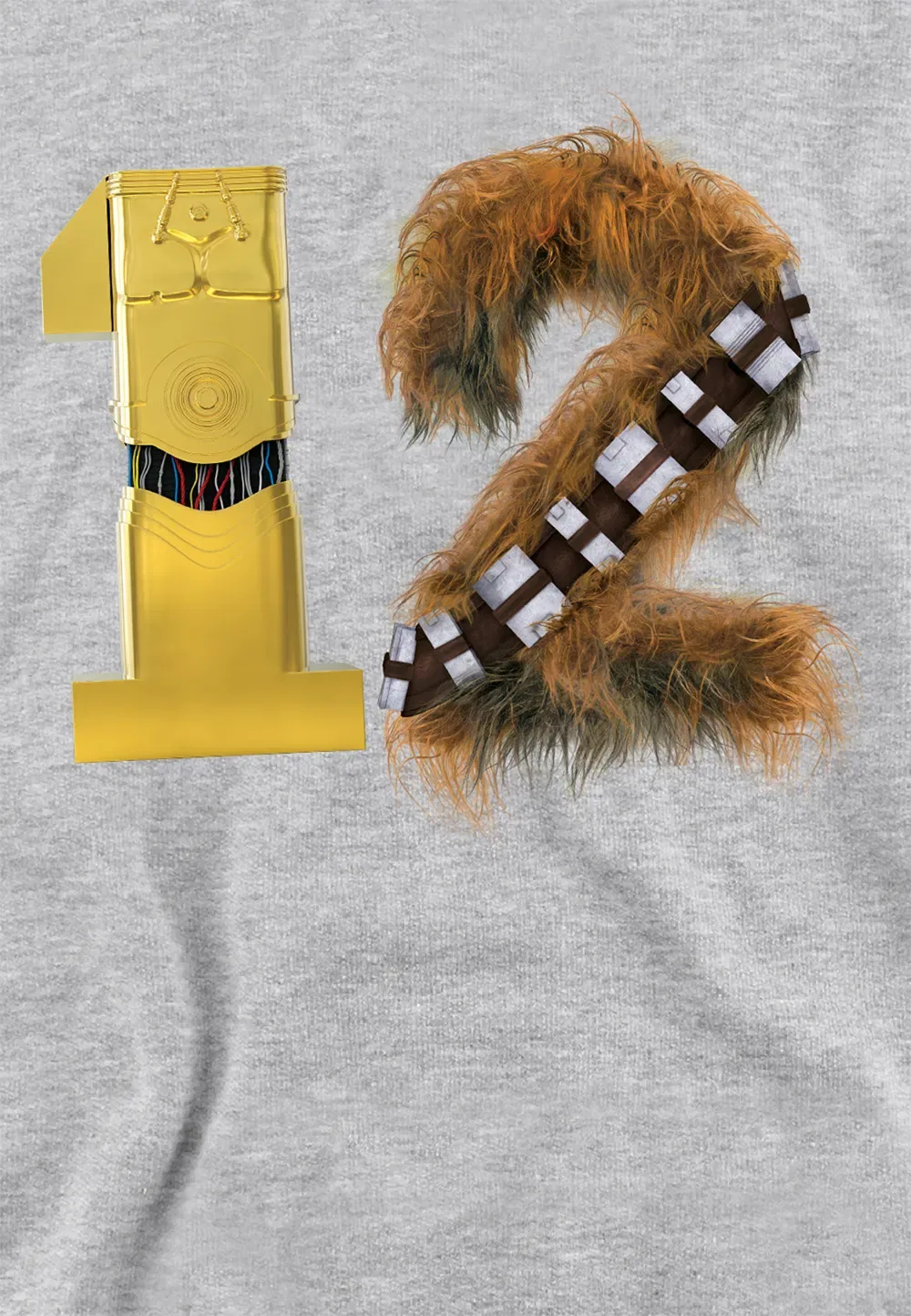 Детская худи Star Wars C3PO Chewbacca, Disney, серый — фото 2