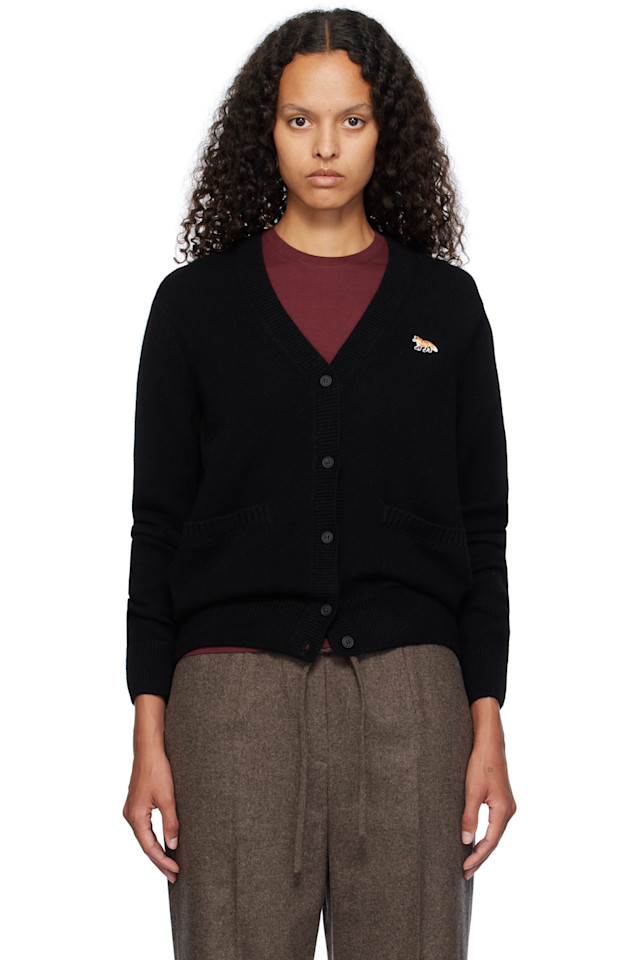 

Кардиган-бокс с лисёнком Maison Kitsuné, черный