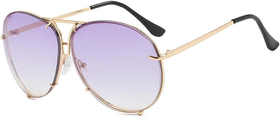 

Солнцезащитные очки для женщин и мужчин, увеличенного размера, металлические, с защитой от УФ-излучения UV400, для занятий спортом на открытом воздухе, бега и езды FYTUP, Gold-purple