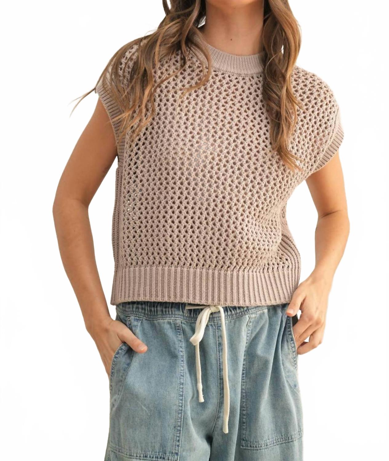 

Женский вязаный крючком топ в цвете камень MIOU MUSE, Stone