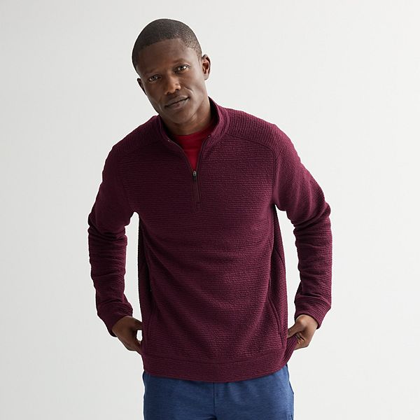 

Мужская текстурированная полоска 1/4 zip Flx, Burgundy