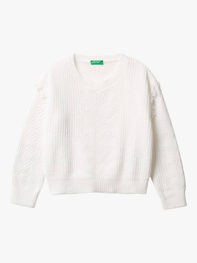 

Детский свитер с воротником-гольф из шенилла Benetton, White