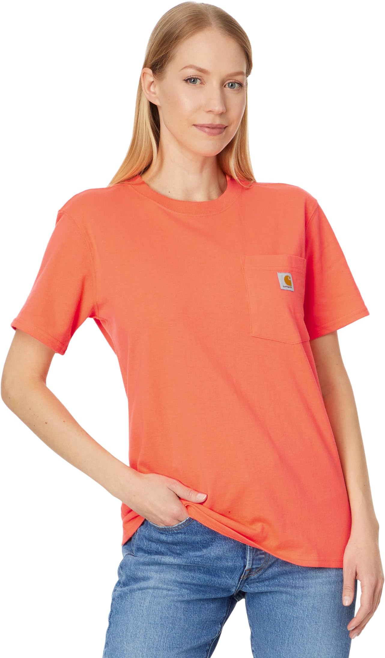 

Футболка Carhartt WK87 Workwear Pocket Short Sleeve T-Shirt, цвет Coral Glow