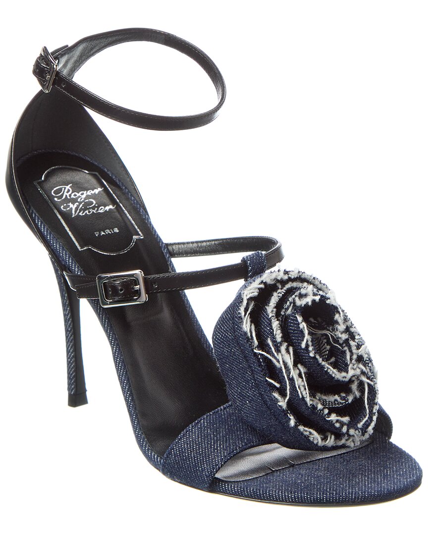 Roger Vivier Denim & Leather Sandal, синий