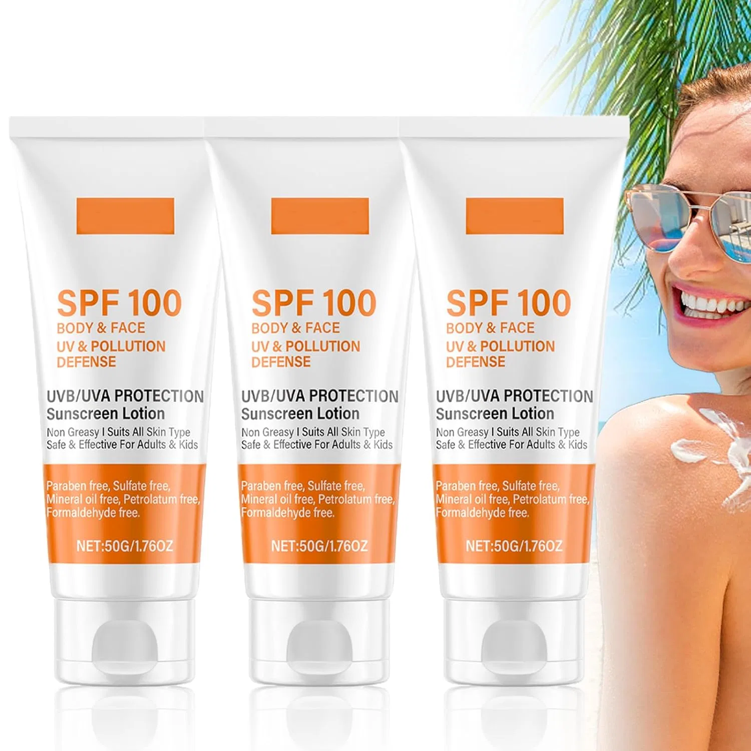 Солнцезащитный крем для лица и тела SPF 100 Xiniear, 3 Items