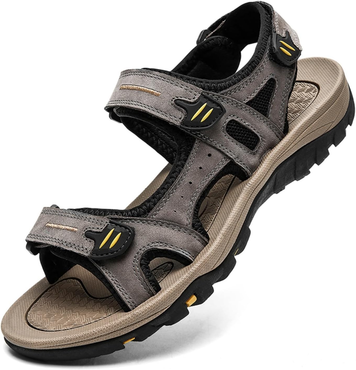 

Сандалии HESBITEUL для мужчин, водные туфли: сандалии для походов на липучке, серый
