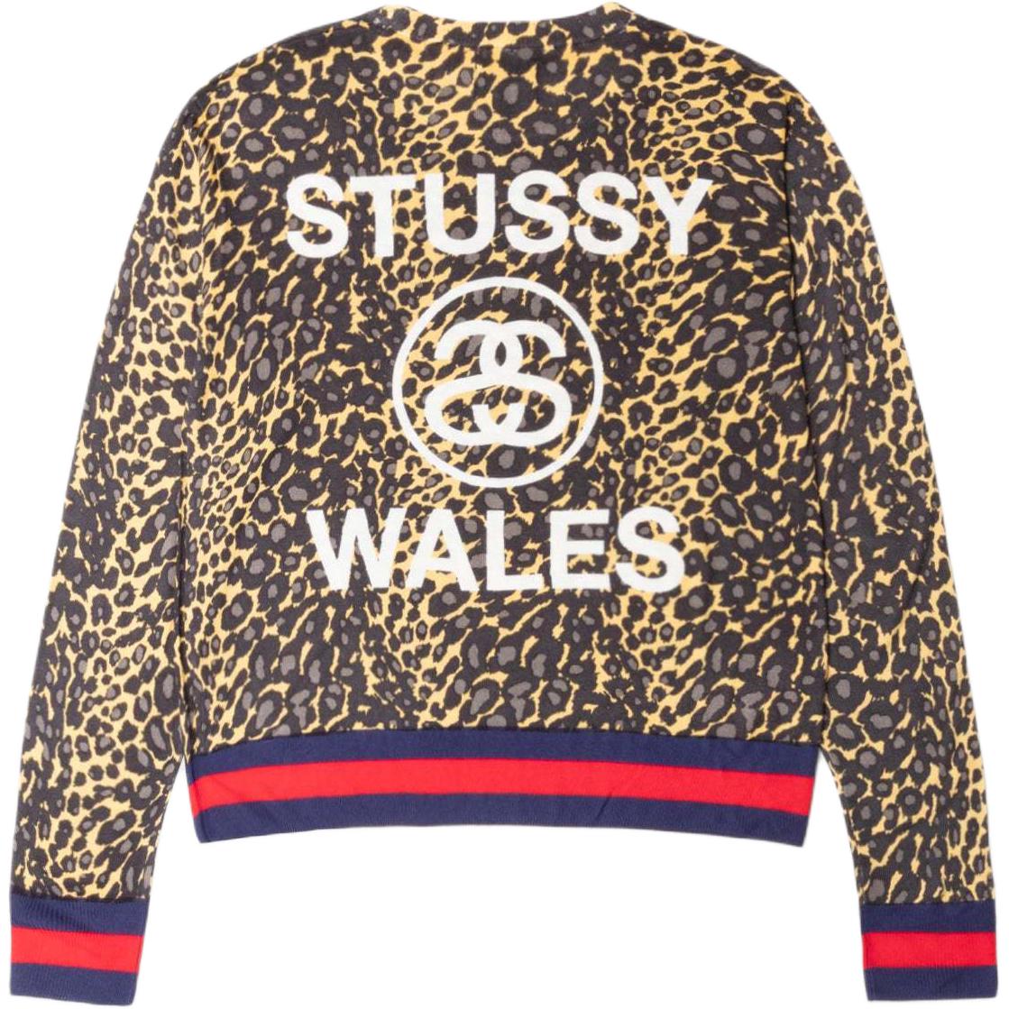 

Stussy Wales Bonner Co brand FW25 леопард свитер футболка unisex, Коричневый, Stussy Wales Bonner Co brand FW25 леопард свитер футболка unisex