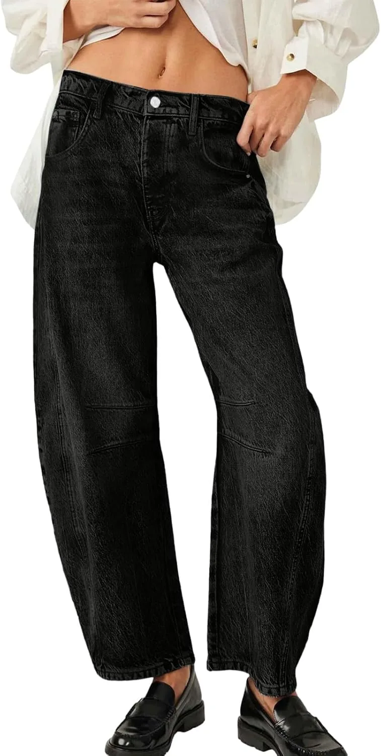 

Джинсы Barrel для женщин, Wide Leg, Mid Rise, Vintage Wash