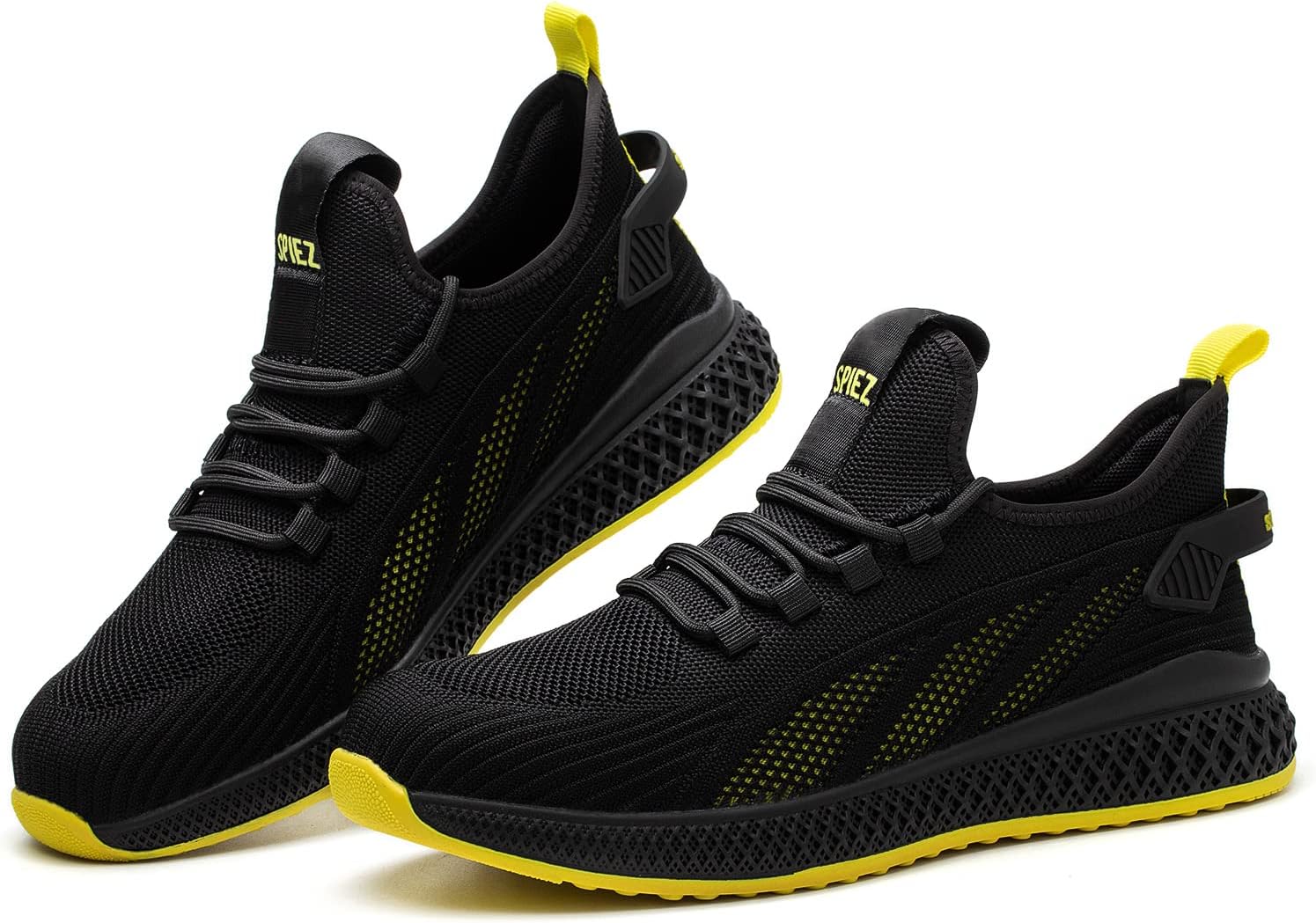 

Защитные ботинки SPIEZ с композитным носком, проколостойкие дышащие ботинки для мужчин и женщин, модные слипоны для работы и повседневной носки, черный