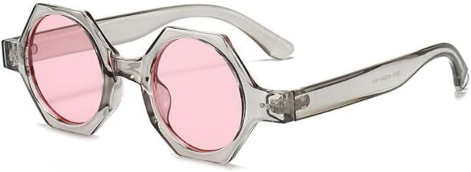 

Солнцезащитные очки с многоугольными линзами, шестиугольной оправой и защитой от УФ-излучения (черная оправа, черные и серые блестки) SLCHJXS, Light Grey Frame Powder Flakes