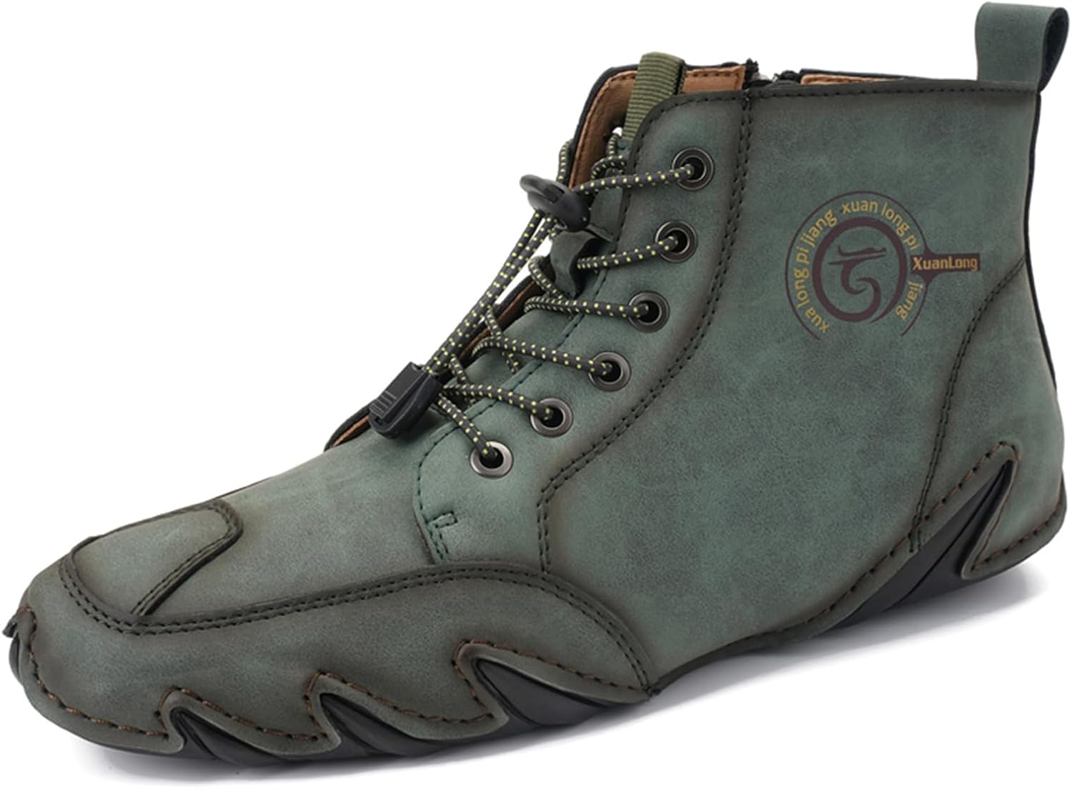 

Мужские модные кожаные кроссовки, ботинки челси на щиколотке, слипоны, легкие лоферы для прогулок и вождения Abborora, зеленый