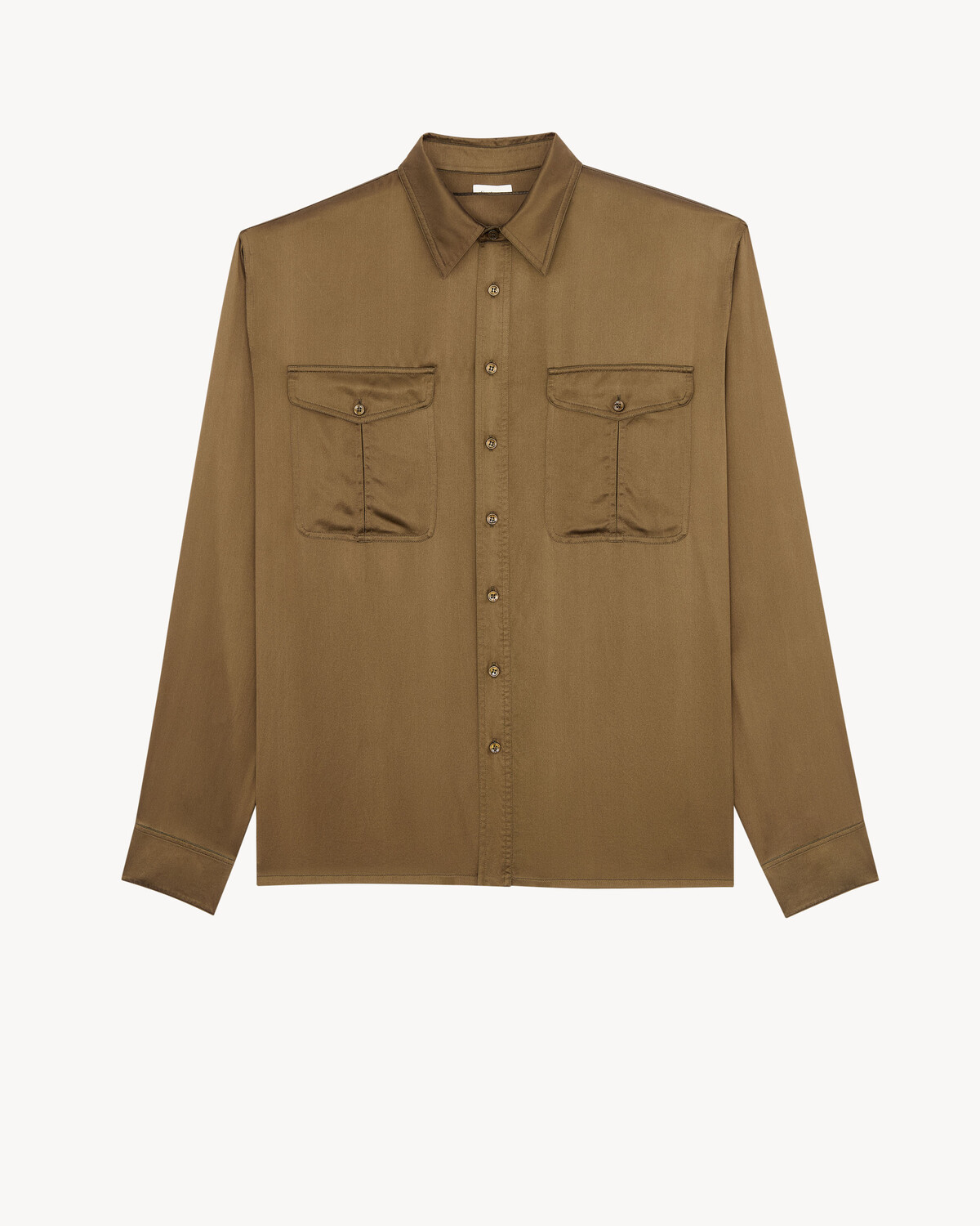 

Рубашка из шелкового сатина SAINT LAURENT, коричневый