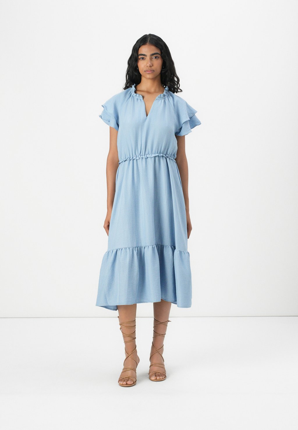 

Повседневное платье TRAIN FRILL MIDI DRESS JDY, светло-голубой