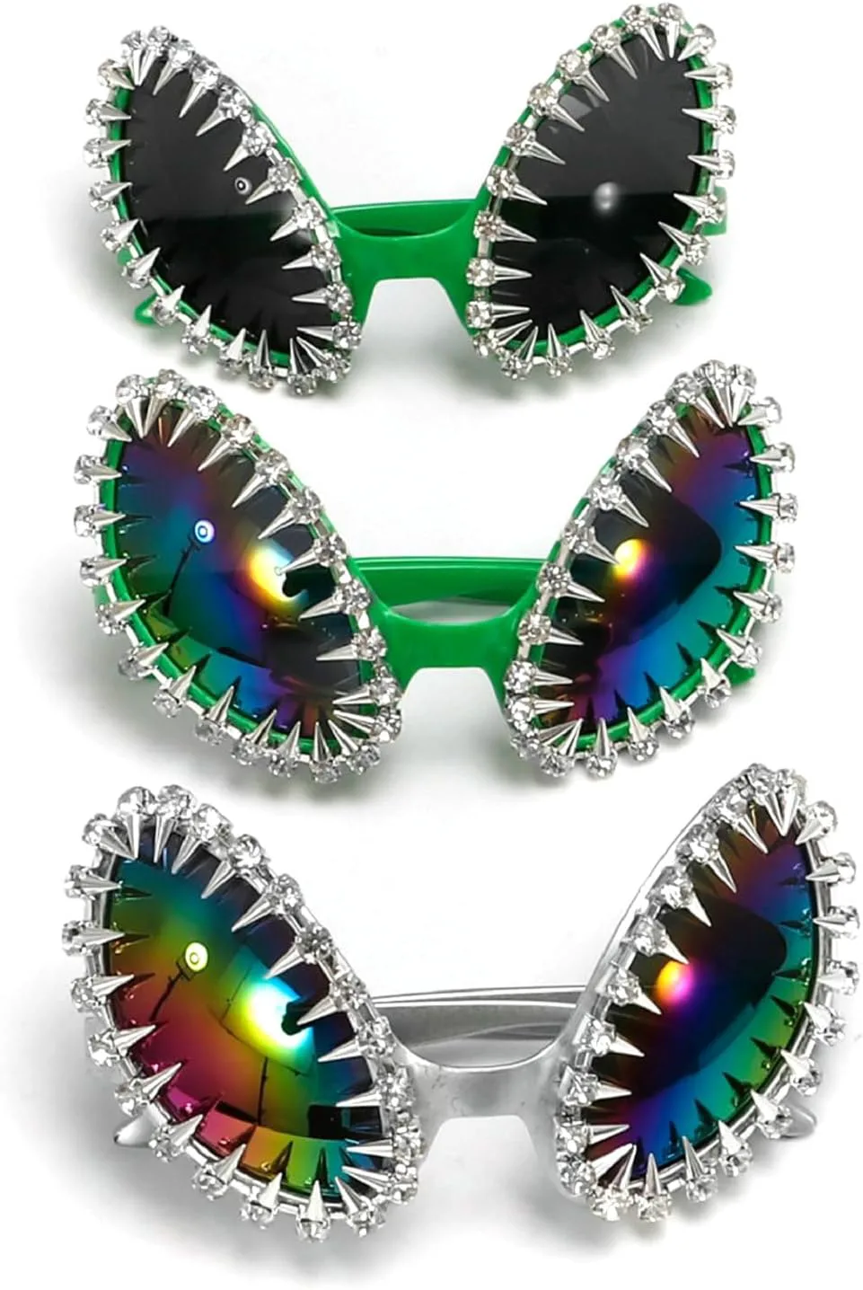 

Большие солнцезащитные очки «кошачий глаз» с заклепками для женщин, блестящие очки со стразами, идеально подойдут для украшения любой вечеринки mincl, C3