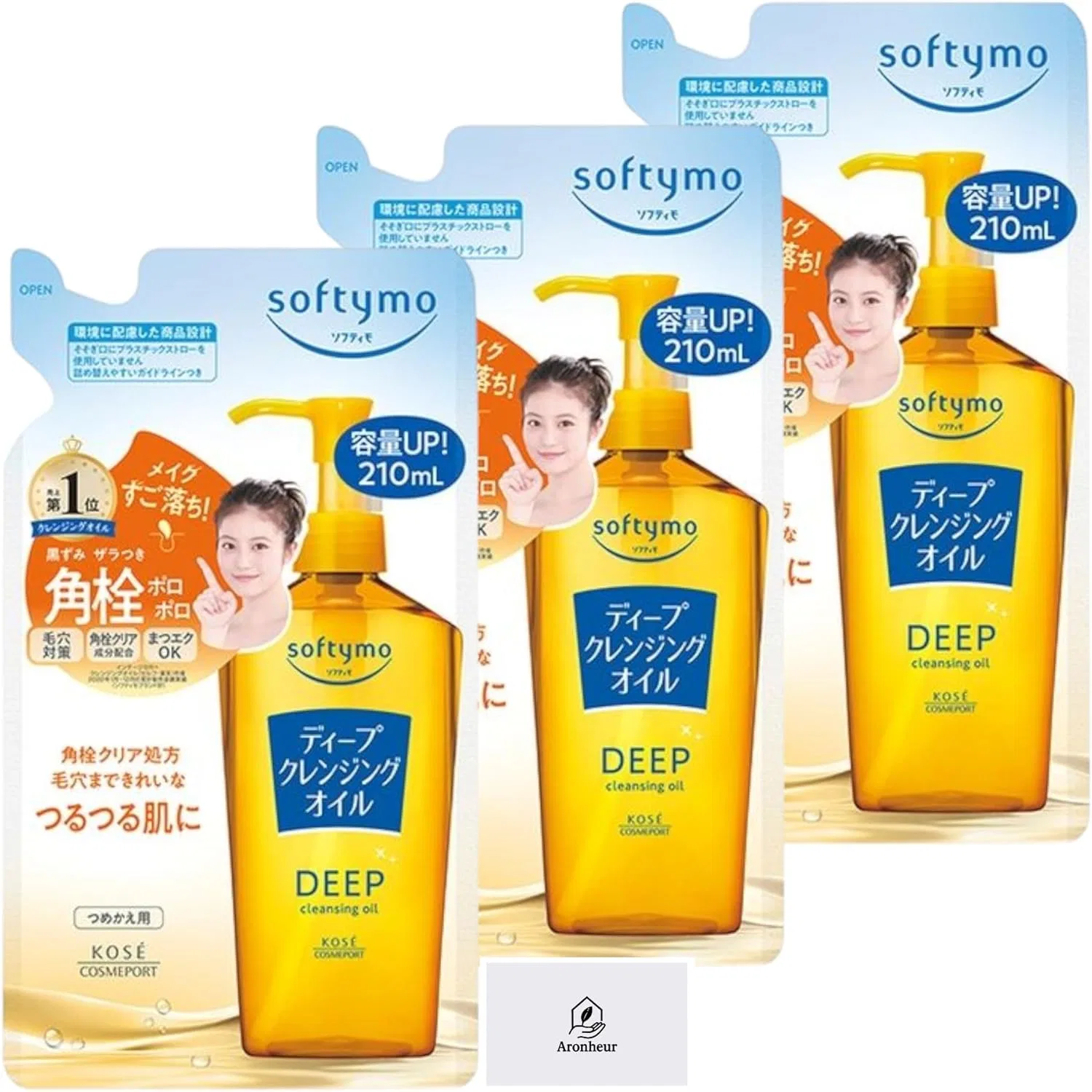 Набор Aronheur — Масло для снятия макияжа Softimo Deep Cleansing Oil Refill, , набор 3 шт, 210 мл
