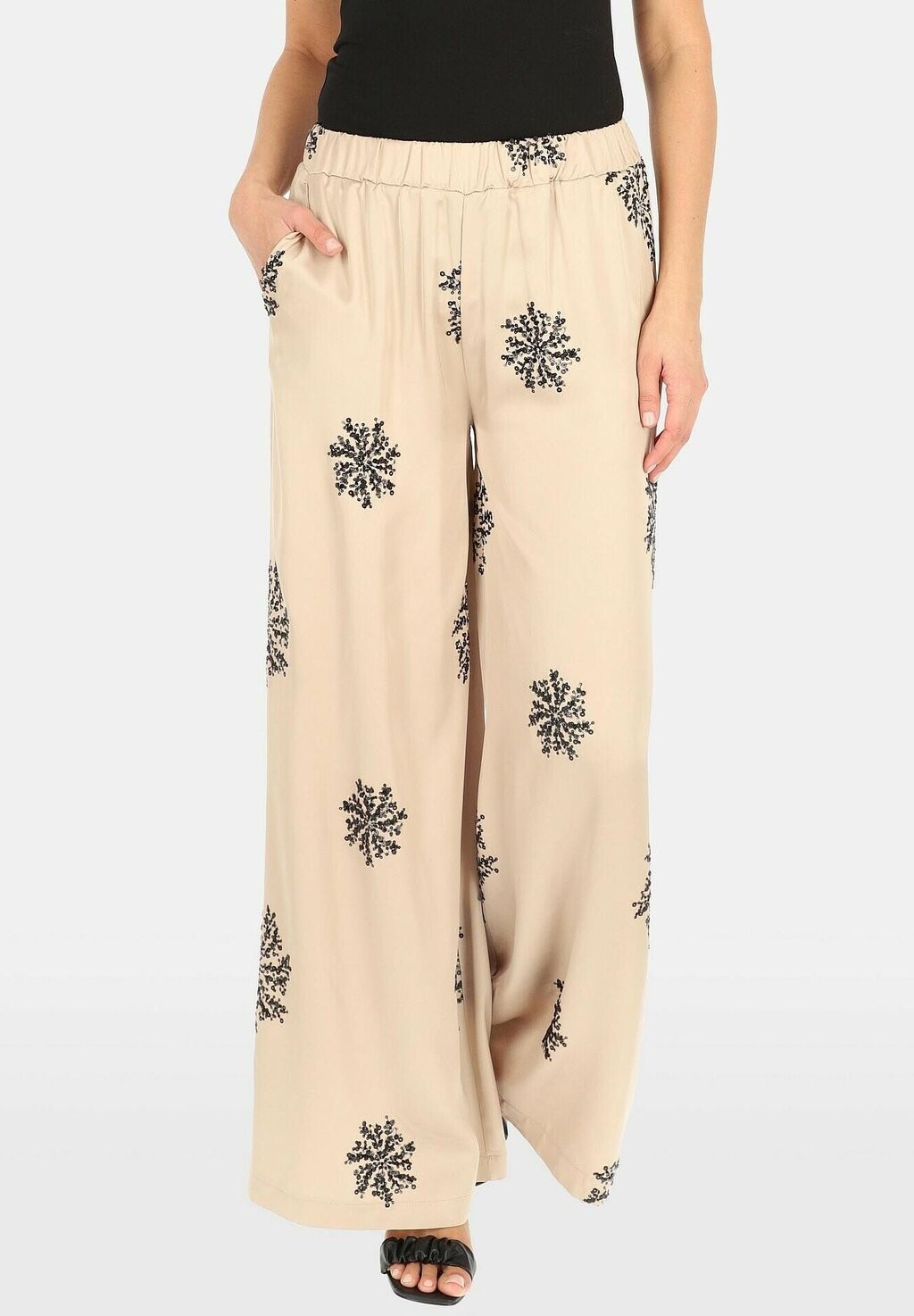 

Брюки SZEROKIE ZDOBIONE HAFTEM Z CEKINÓW Perso, бежевый