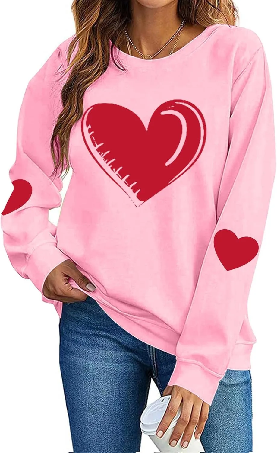 

Женский свитшот Love Heart с длинным рукавом и принтом в виде сердца