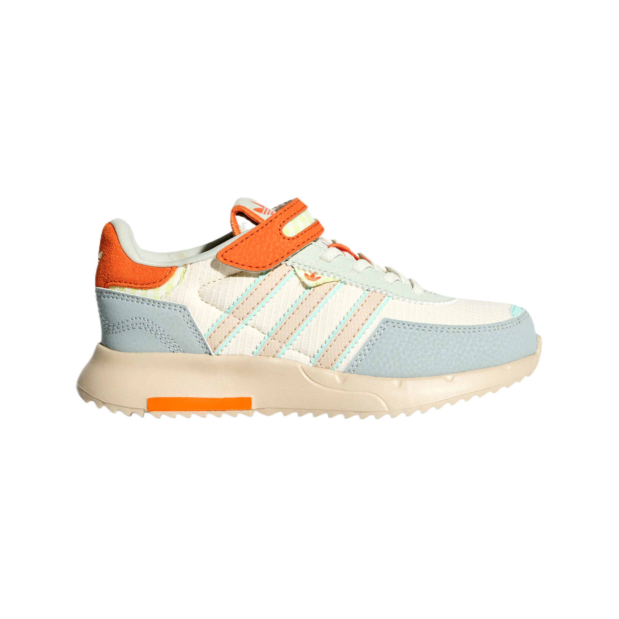 Retropy F2 Fabric низкие повседневные кроссовки для детей Adidas Originals, айвори/оранжевый желтый/linen crystal коричневый — фото 3