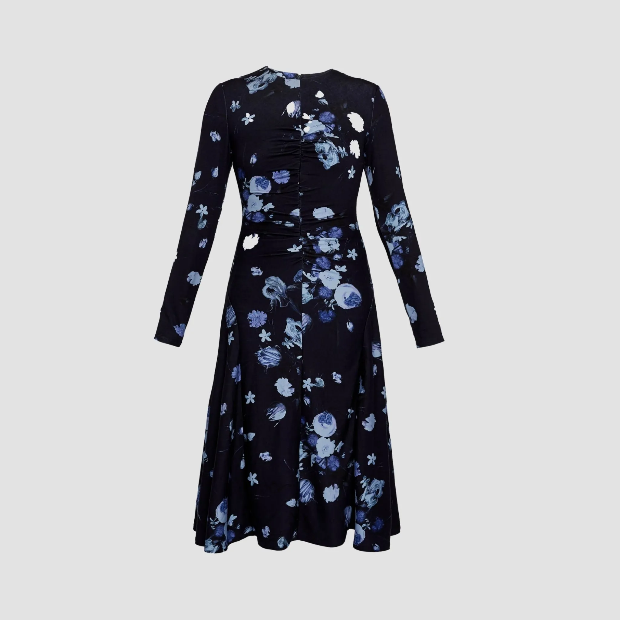 

Платье миди с длинным рукавом и цветочным принтом Erdem, синий