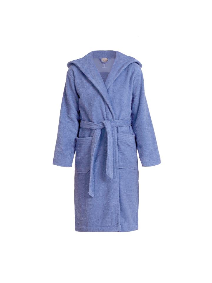

Möve Очень пушистый халат с капюшоном василькового цвета