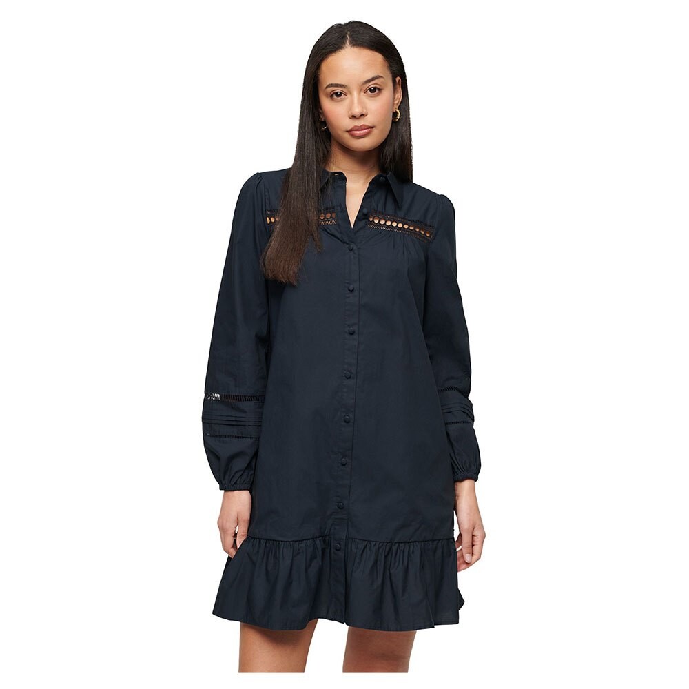 

Платье Superdry Lace Mix long sleeve midi, синий