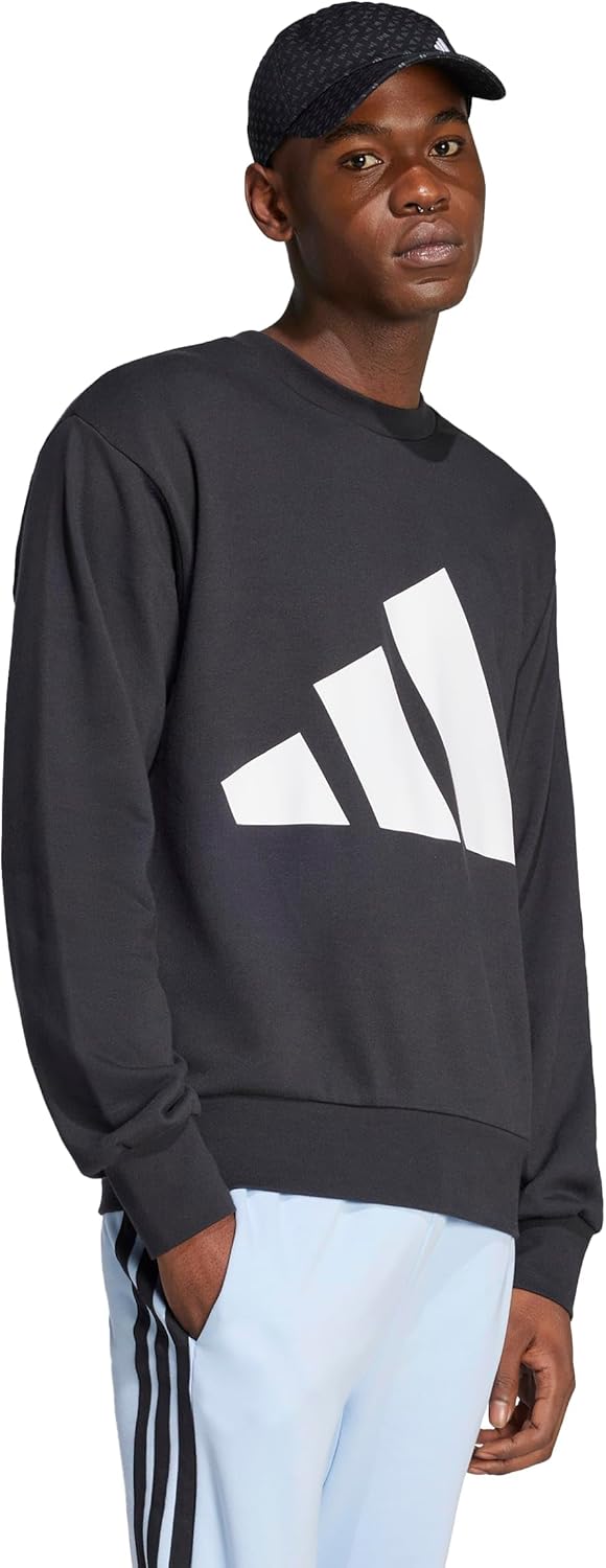 Толстовка Sweat Essentials Big Logo из французского махрового трикотажа, модель KRG04, мужская Adidas, черно-белый — фото 3