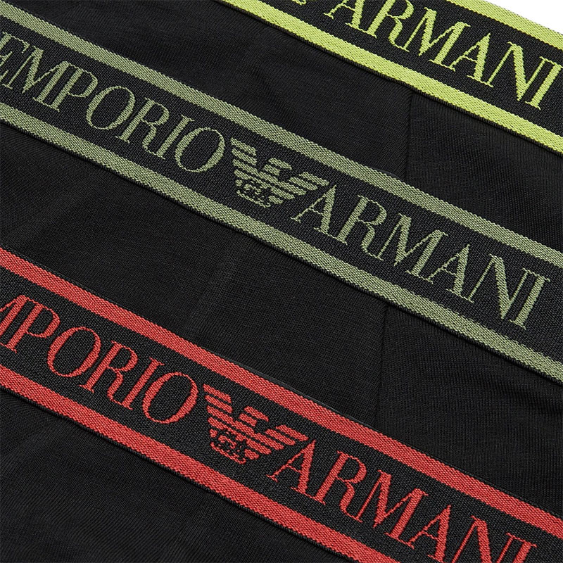 Тройная упаковка трусов с логотипом Core на поясе EMPORIO ARMANI, 3 шт (Чёрный+Чёрный+Чёрный) — фото 4