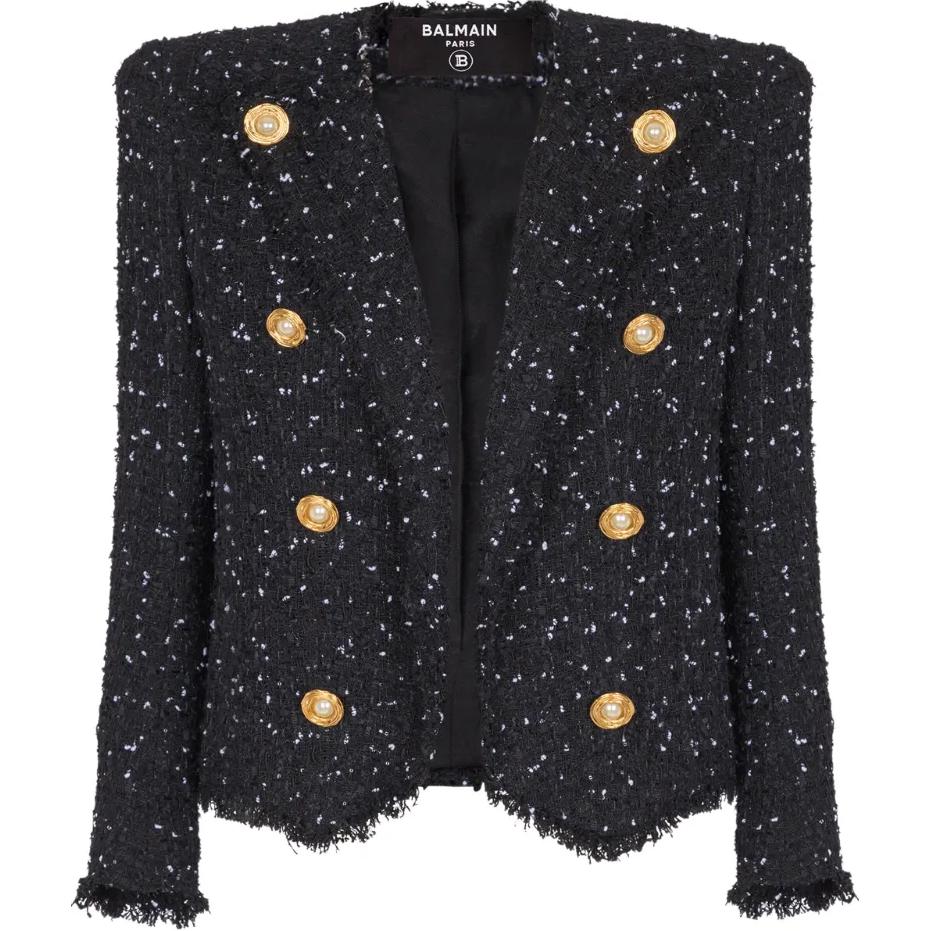 

BALMAIN Короткий жакет в клетку на восьми пуговицах, Black