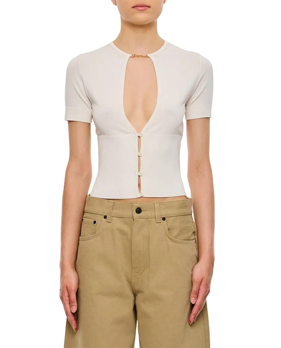 

Кардиган le haut pralu с вырезами и короткими рукавами Jacquemus, белый