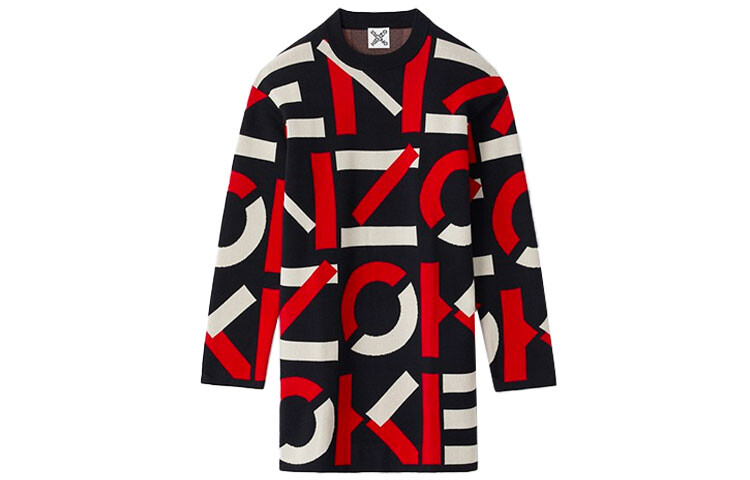 

Платье с длинными рукавами и логотипом Letter, женское, красное Kenzo