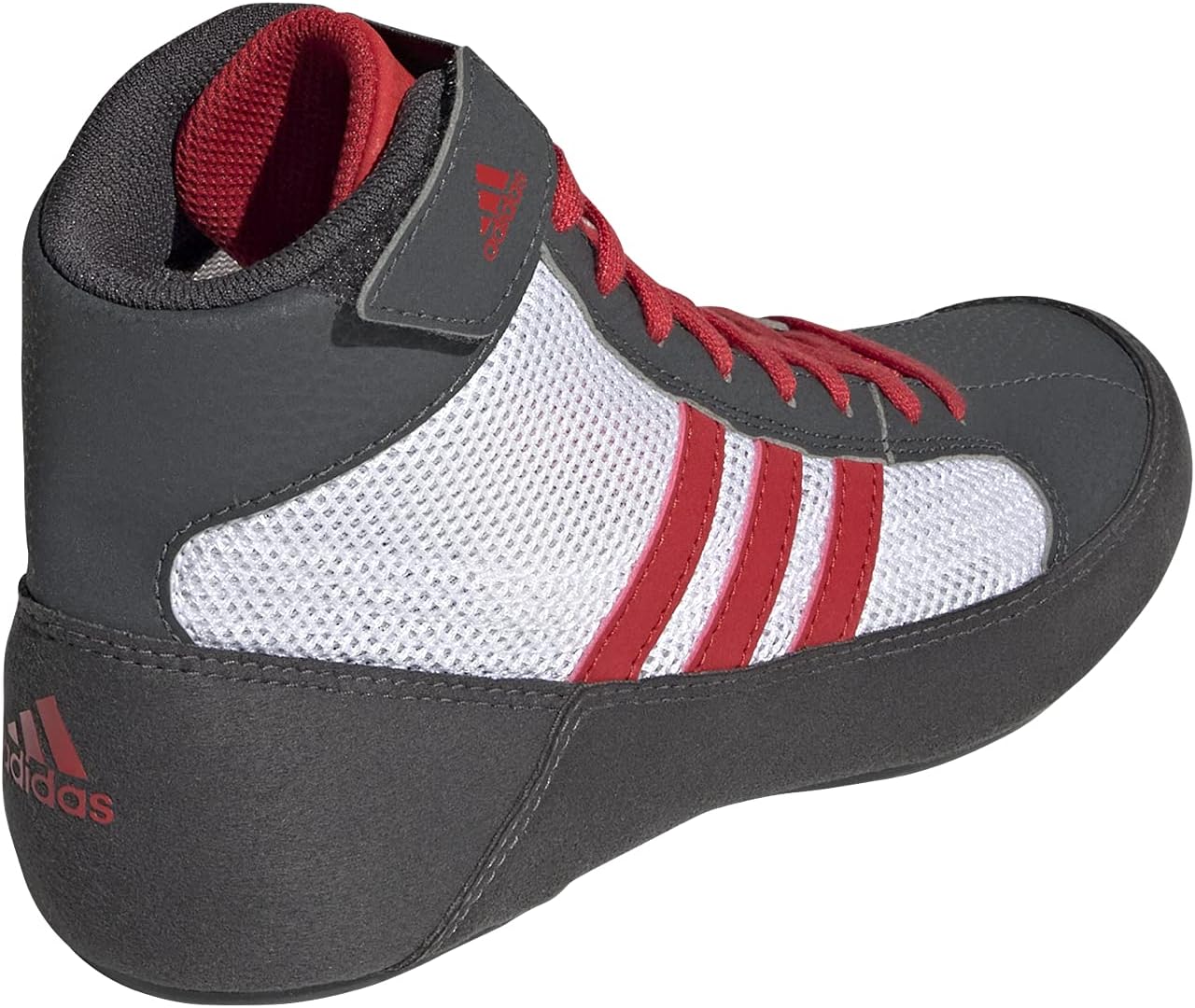 Мужские борцовские кроссовки Adidas HVC 2 для подростков, белый/красный/серый — фото 2