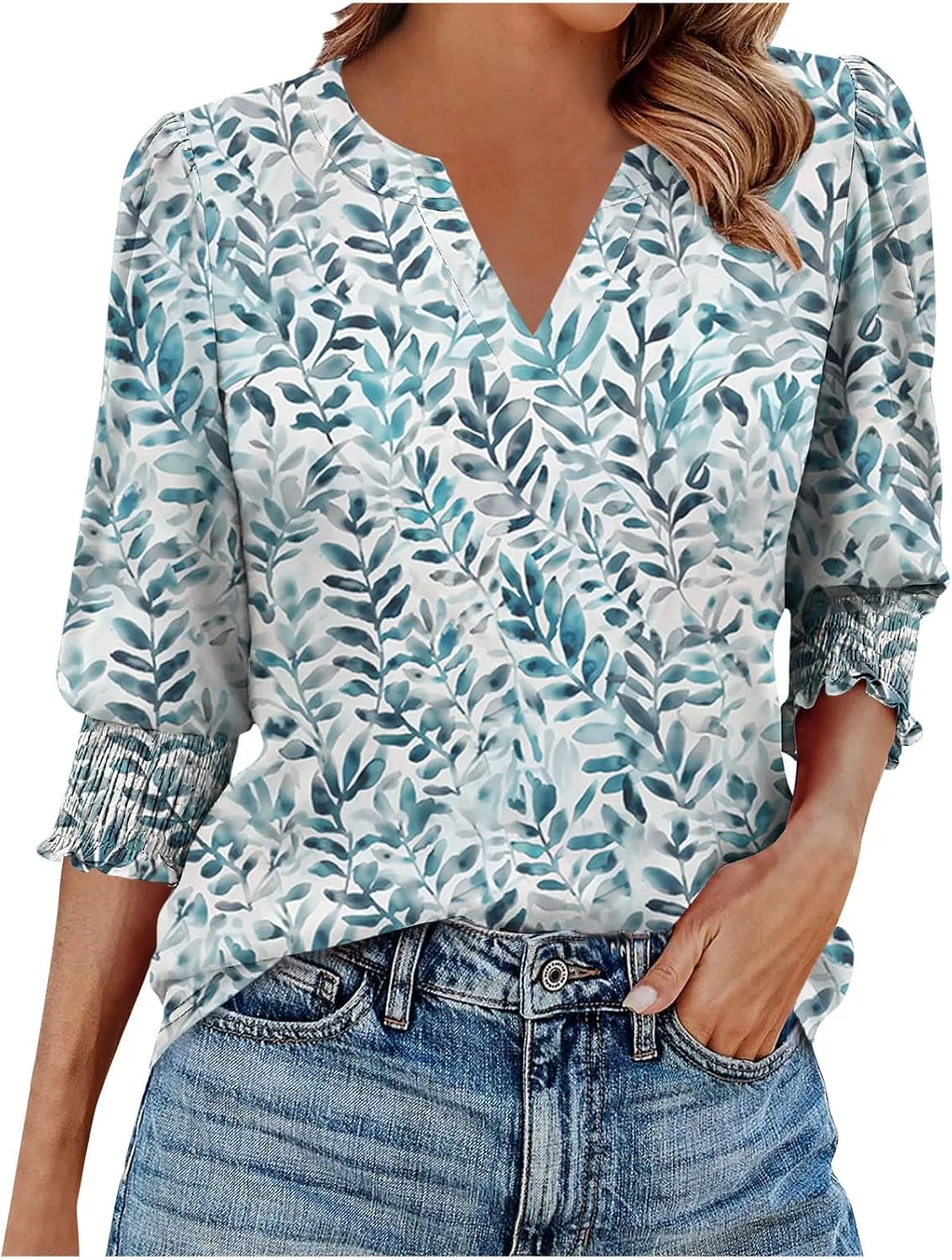 

Женская блузка с рукавом 3/4, летняя, в цветочном принте Floleo