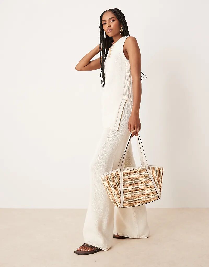 

Широкие брюки из плотной трикотажной ткани ASOS DESIGN цвета «песок»