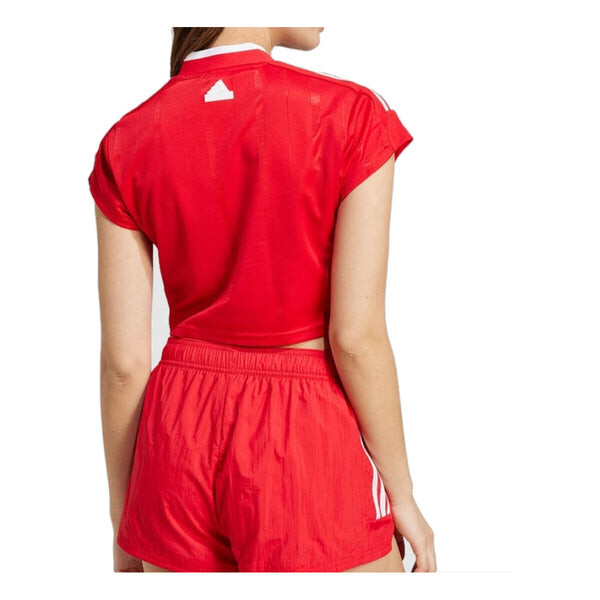 Футболка tiro cut 3 полоски укороченный джерси Adidas, красный — фото 2