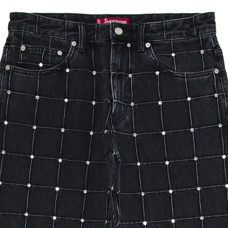 Джинсы Supreme Studded Seam Loose Fit Jean, черные — фото 3