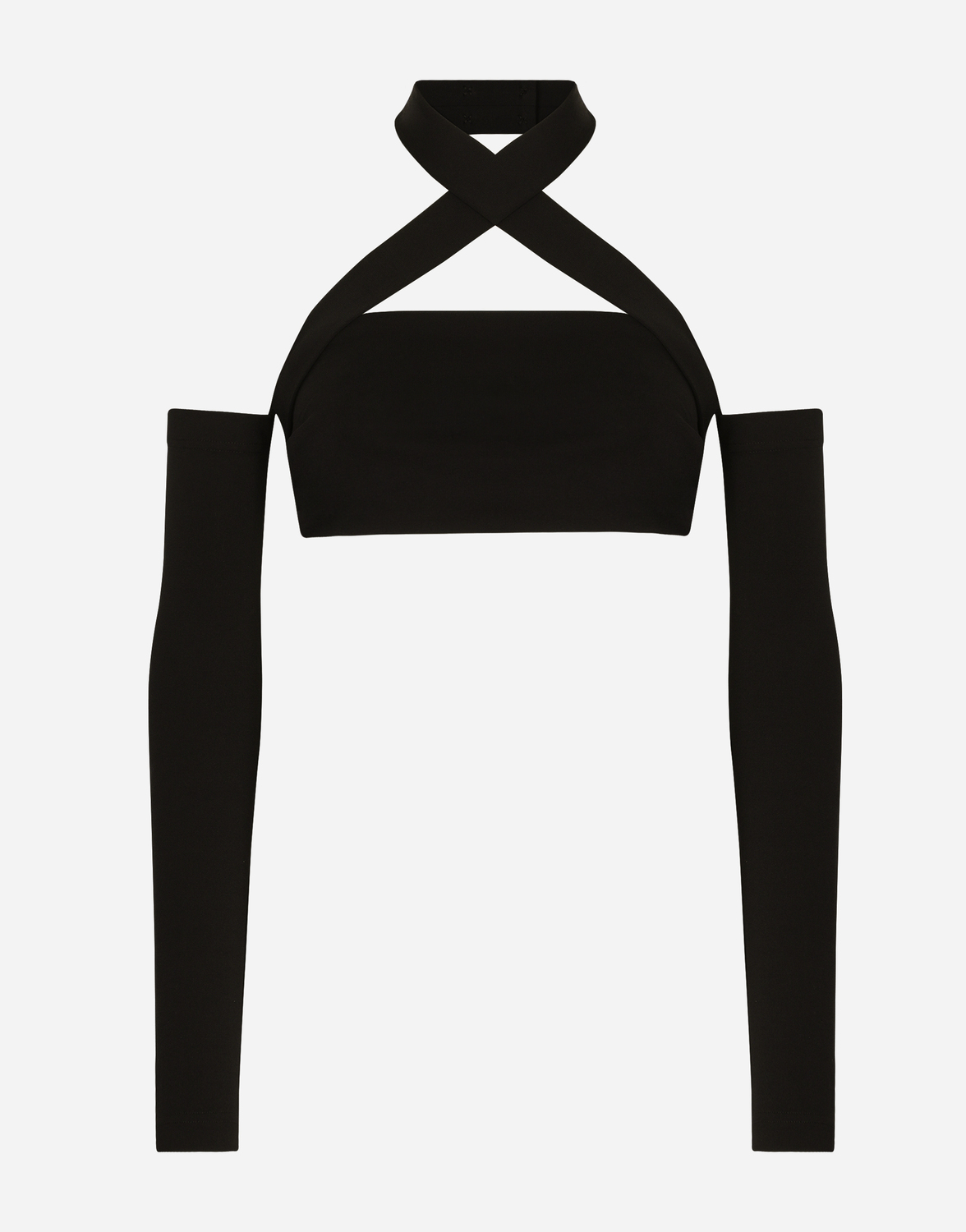 

Вискозный топ с деталями на рукавах Dolce & Gabbana, черный