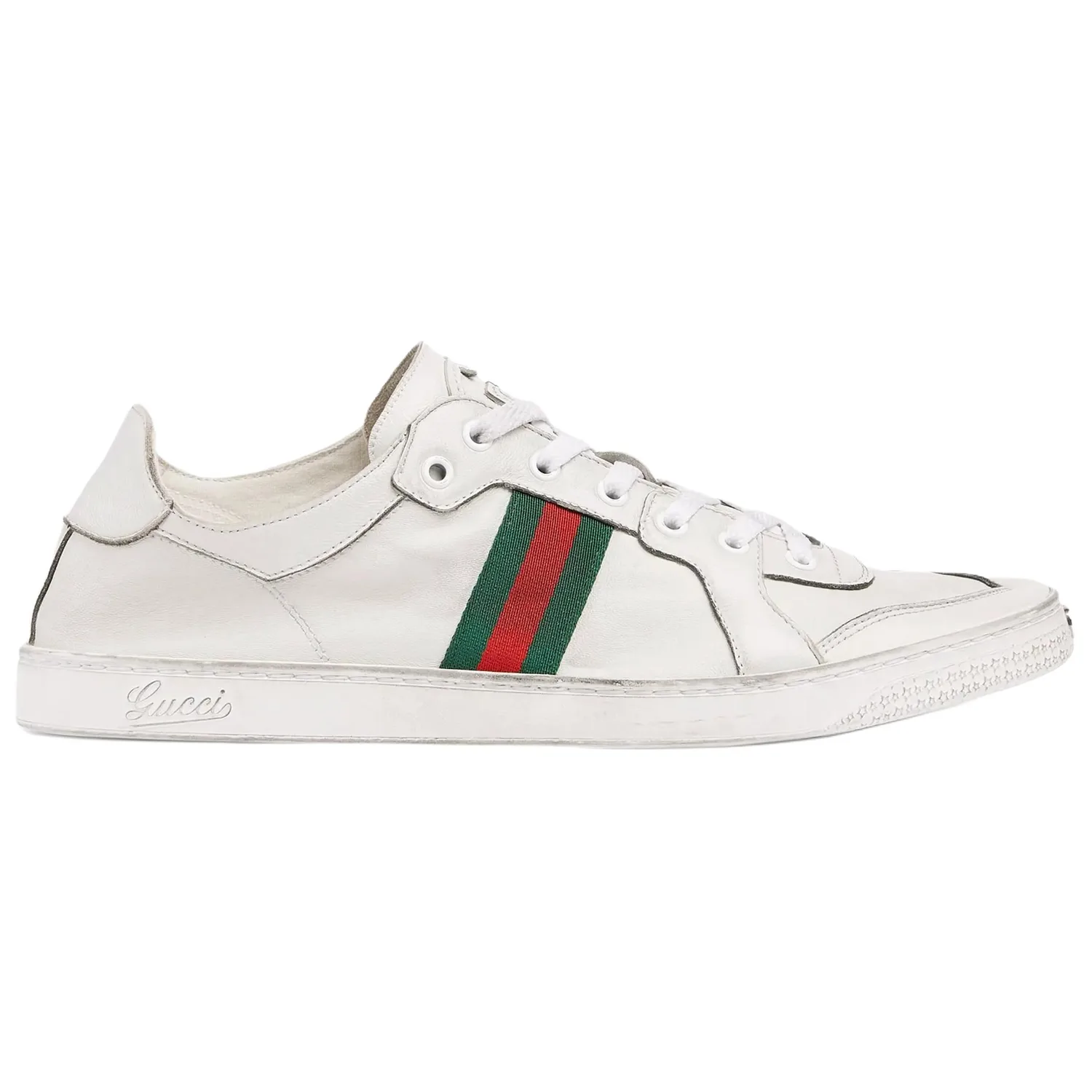GUCCI Кроссовки мужские низкие скейтерские из эластичной кожи белые — фото 3