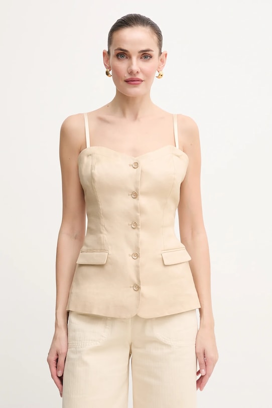 

Льняная блузка ISABEAU Guess, бежевый