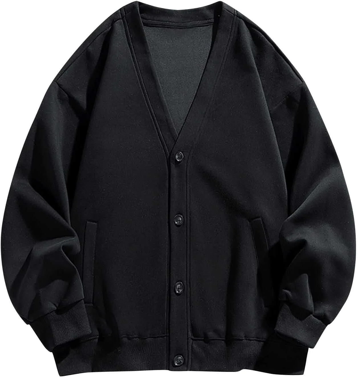 

Мужской кардиган с длинными рукавами и открытой планкой oversize QUNPIU