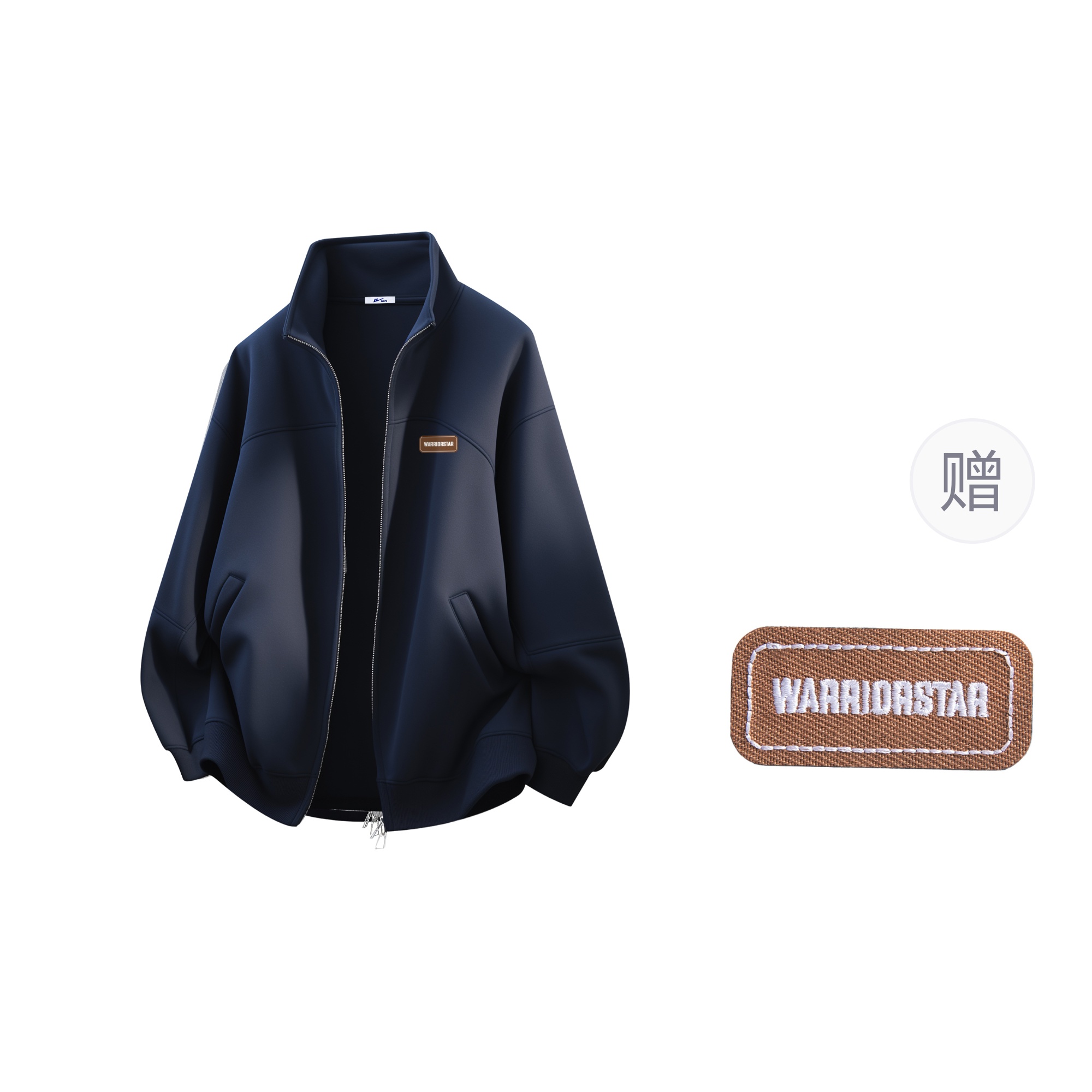 

Свитшот Unisex Stand Collar Moderate Cardigan WARRIOR, темно-синий[free diy badge]