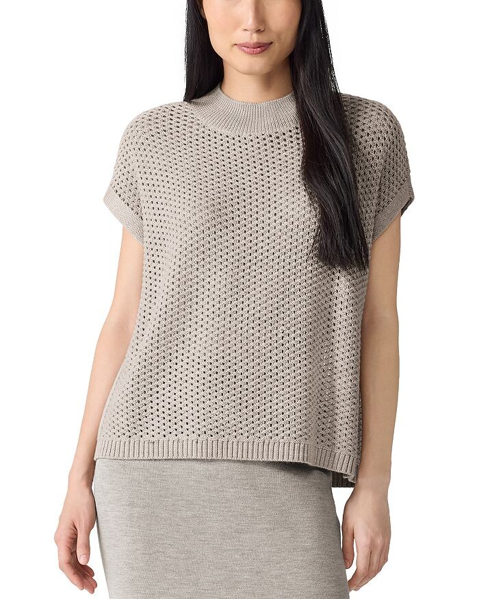 

Шерстяной свитер Eileen Fisher с воротником-стойкой, коричневый/бежевый