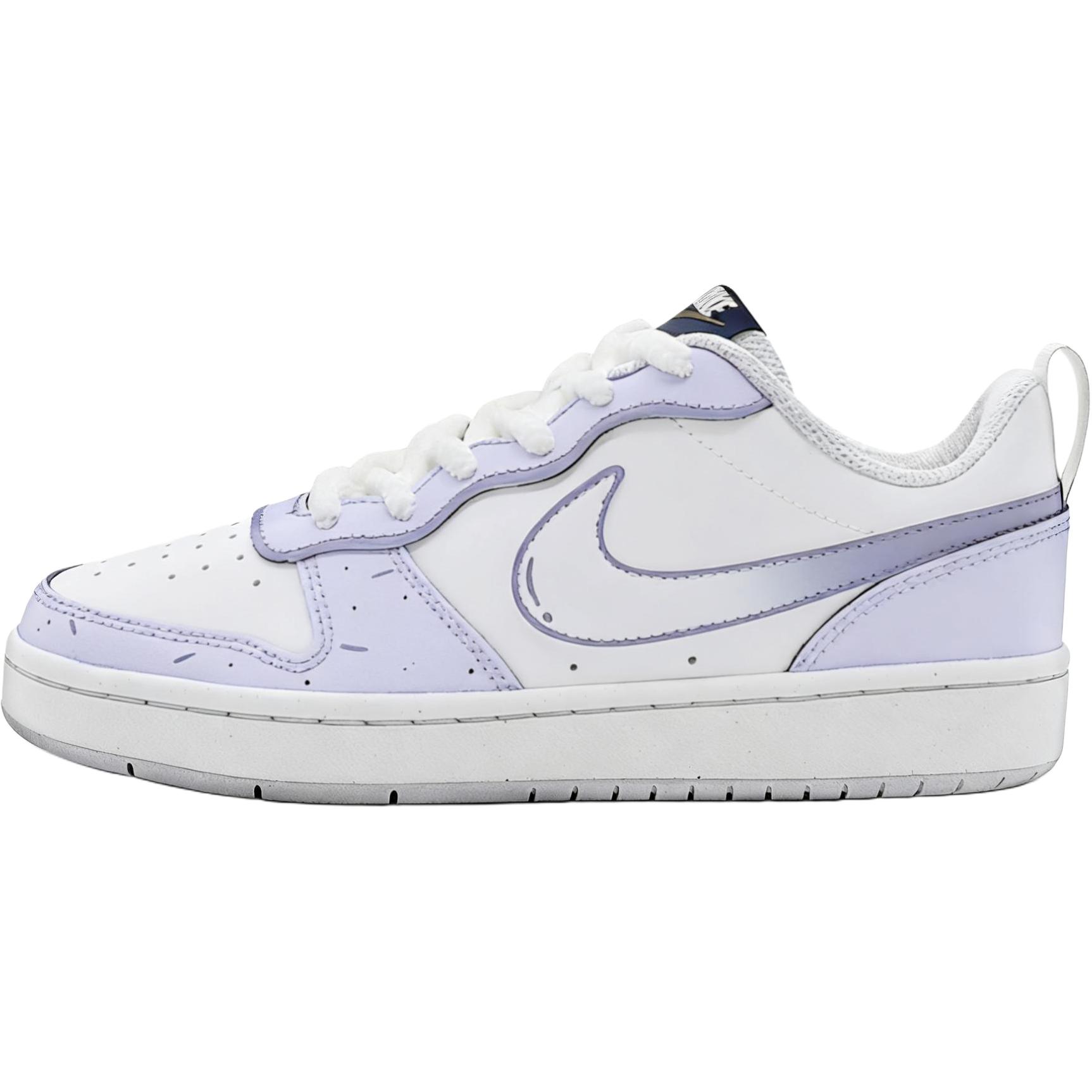 

Nike Кроссовки Court Borough Low 2 Slip Resistant Abrasion Resistant Low top Kids' Skateboarding Shoes Light Lavender Unisex