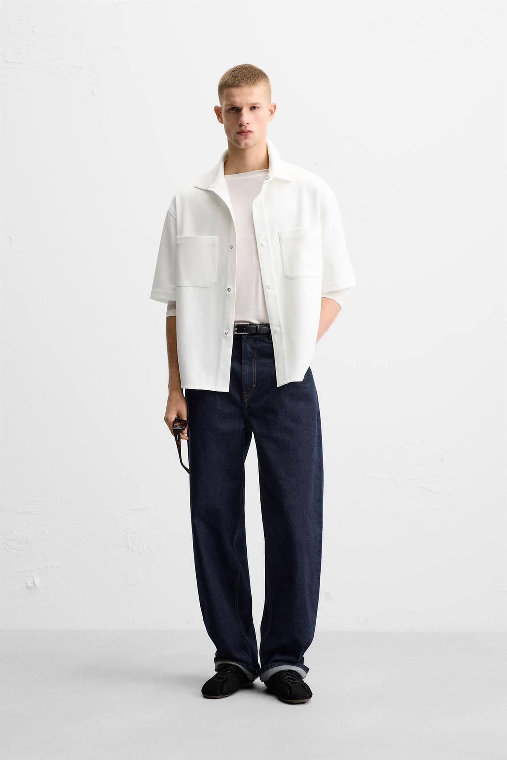 

Комфортная верхняя рубашка ZARA, устрично-белый