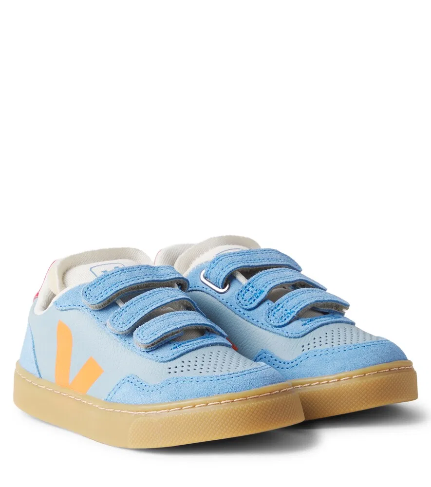 Кроссовки V-90 из замши с кожаной отделкой Veja Kids, синий