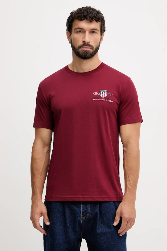 

Хлопковая футболка Gant, бордовый